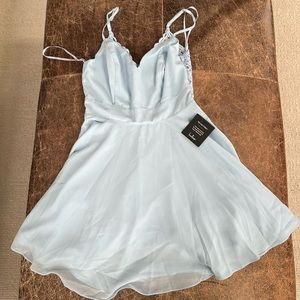 LuLu’s Flirting w Forever Lace Blue dress.